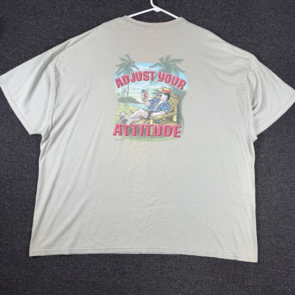 Vintage Big Dogs Margaritaville Mens T-Shirt 4XL Sage Green Adjust Your Attitude